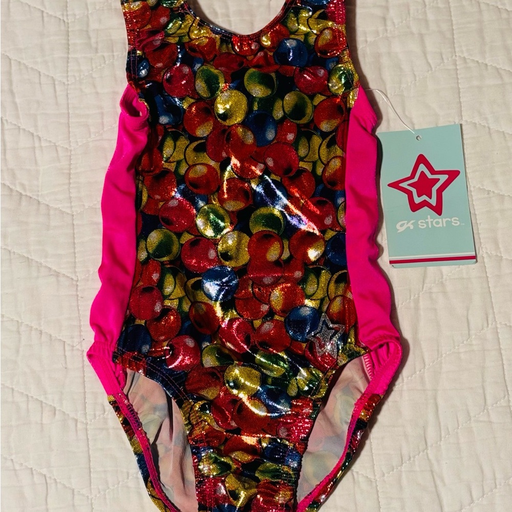 GK Multicolor Gymnastics Leotard with Pink Sides